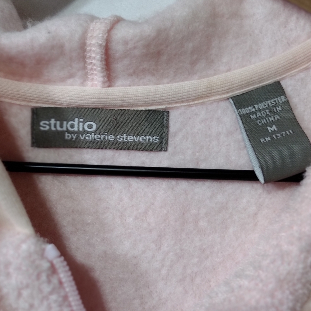 Studio Pink Fuzzy Zip-Up Hoodie Women's M Pink Cozy Comfy Warm Casual Winter - Picture 7 of 8